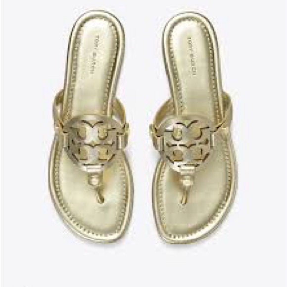 Tory Burch Shoes - Tory Burch Gold Metallic Leather Miller Women's Sandals Size 9 MSRP $225